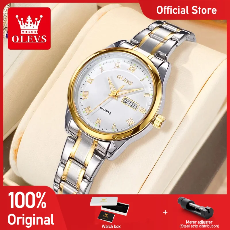 

OLEVS 5568 Woman Watch Elegant Quartz Wristwatch Day Date Watch Waterproof Luminous Ladies Watch Bracelet Set Gift Box Reloj