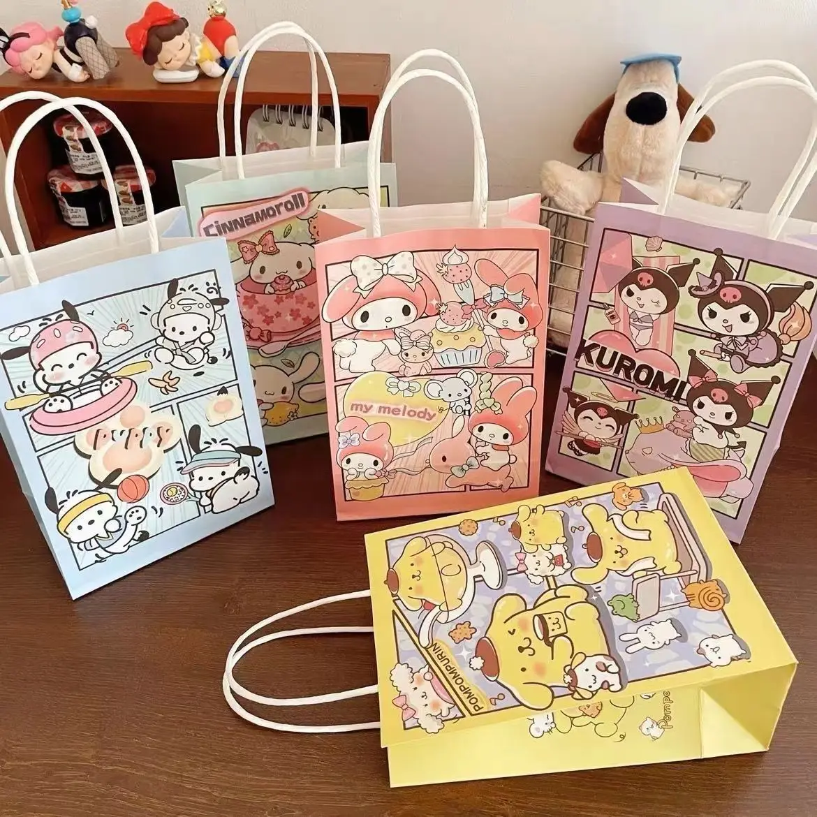 

Hello Kitty Party Gift Paper Bags Cartoon Sanrio Kuromi Candy Bag for Baby Shower Kids Favors Birthday Party Decoration Supplies