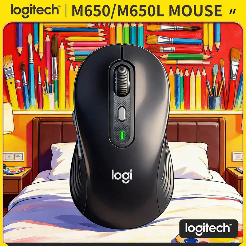 Logitech M650 Signature Wireless Mouse - Recycled Plastic Build, Rubber Side Grips, SmartWheel Scrolling, 24-Month Battery
