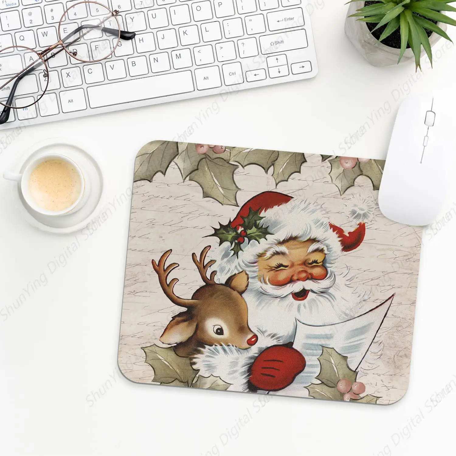 Vintage Santa Claus Cute And Fun Christmas Game Mouse Pad Suitable For Laptops Offices And Homes 25*30cm