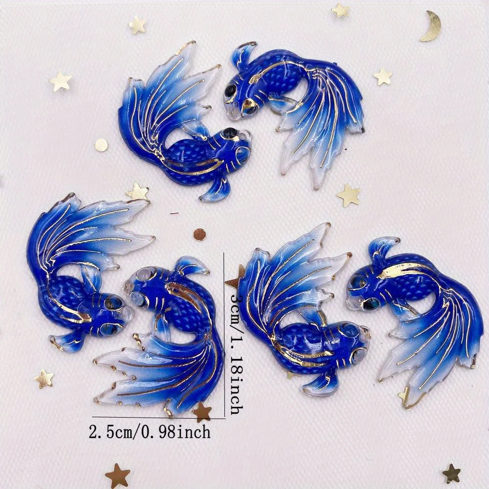 Colorful Acrylic 10/20pcs Goldfish Flat Back Rhinestone Ornaments - 1 Hole Pendant DIY Wedding Applique Crafts Jewelry Making Su view 4