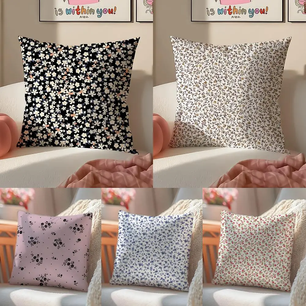 Small Floral Patterns A The Background Texture Cushion Cover Short Plush Pillowcase Sofa Decorative Cushion Bed Pillow Gift Idea