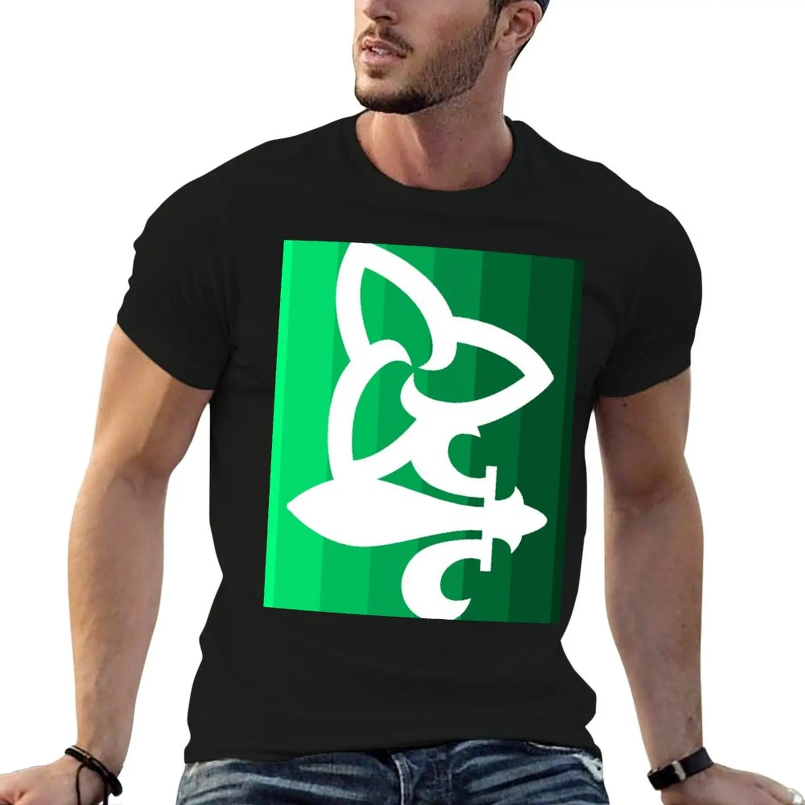 Franco-Ontarian Abstract Design (on a gradated green background) T-Shirt cheap stuff vintage graphic tee men clothing