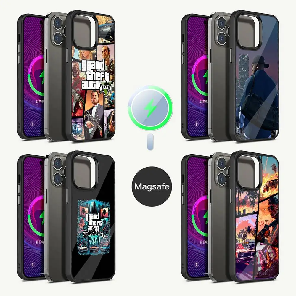 

G-GTA Game San Andreas Phone Case For iPhone 16,15,14,13,12,11,Pro,Max,Plus,Mini,Magsafe,Magnetic Wireless Charging Case