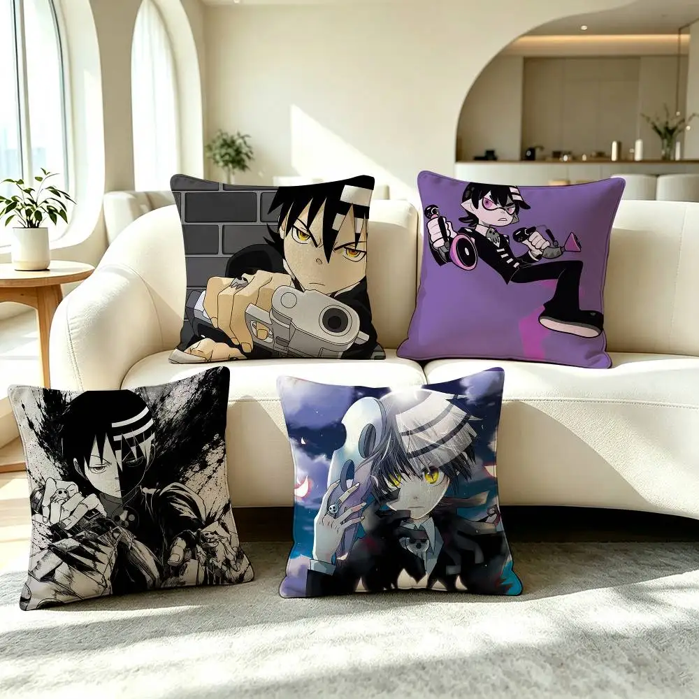 A-Anime Death the kid Soul Eater  Square Double-Sided printed Pillow Case Bedroom Bedside Pillow Sofa Cushion Cover