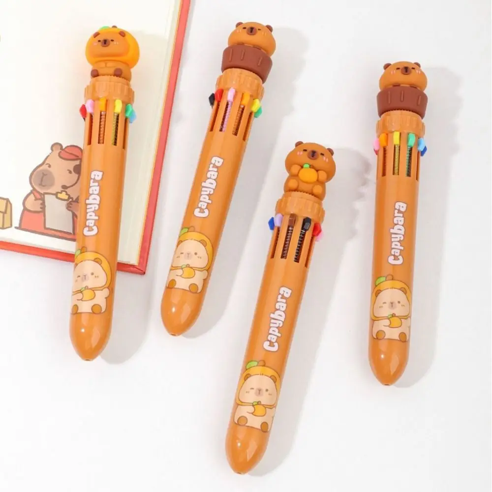 0.7Nib Capybara Ballpoint Pen Funny Kawaii Ten Color Ballpoint Pen Quick-Drying Ink Writing Smooth Colored Marker