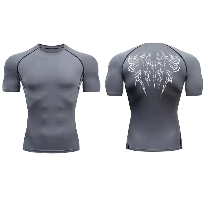 

Men's compression T-shirt, Gym running quick dry fitted sportswear, Men's Fitness breathable printed T-shirt short sleeve