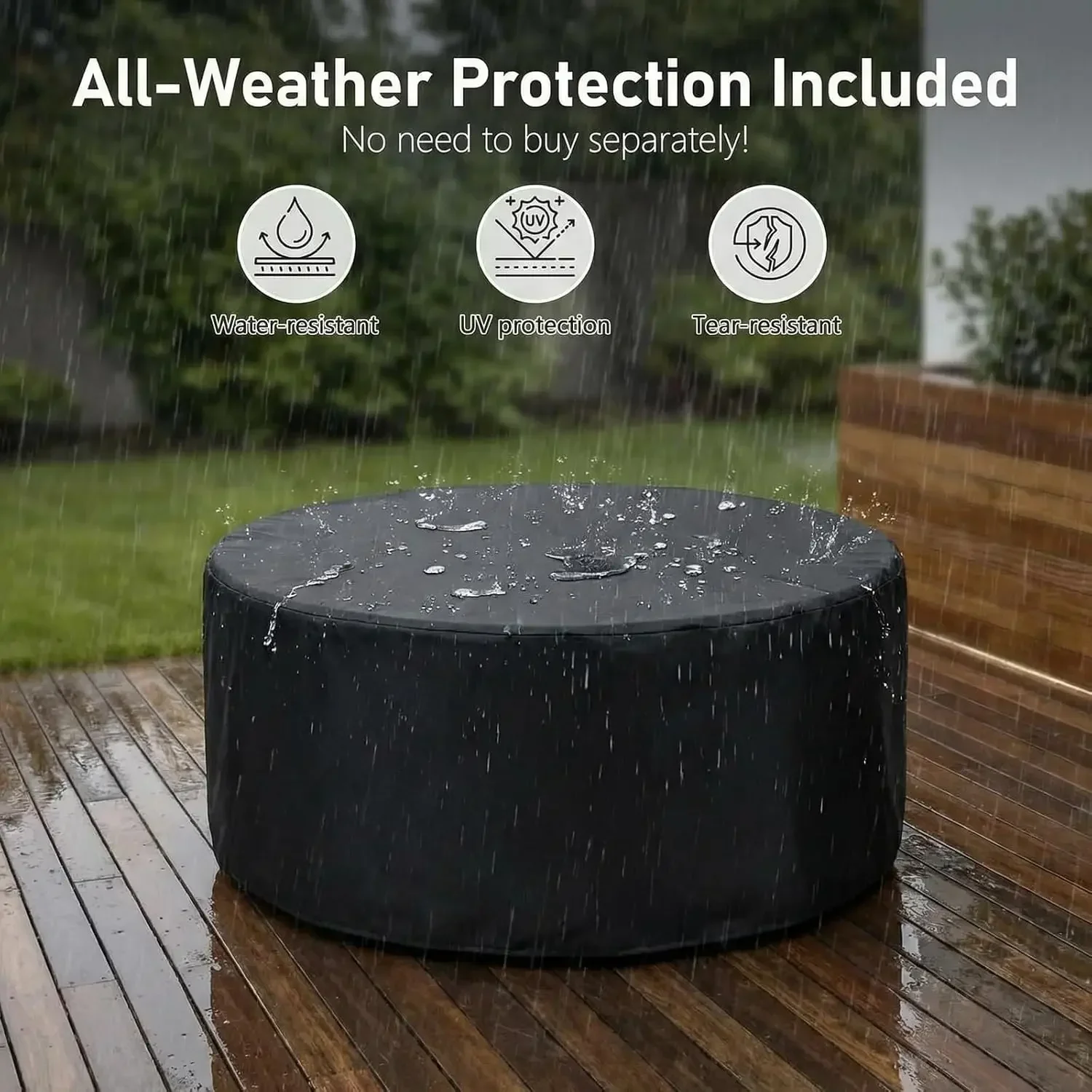 US Shipping 30-Inch Round Propane Fire Pit Table, 50,000 BTU, Light Gray | Gas Fire Pit with Integrated Tank Storage; Steel Burn