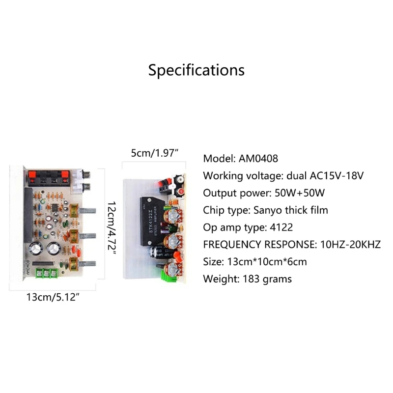 STK4102/4122/4112/4132/4182 50W+50W DX-0408 2.0Channel STK Thick Film Series Stereo Amplifier Board 10HZ-20KHZ