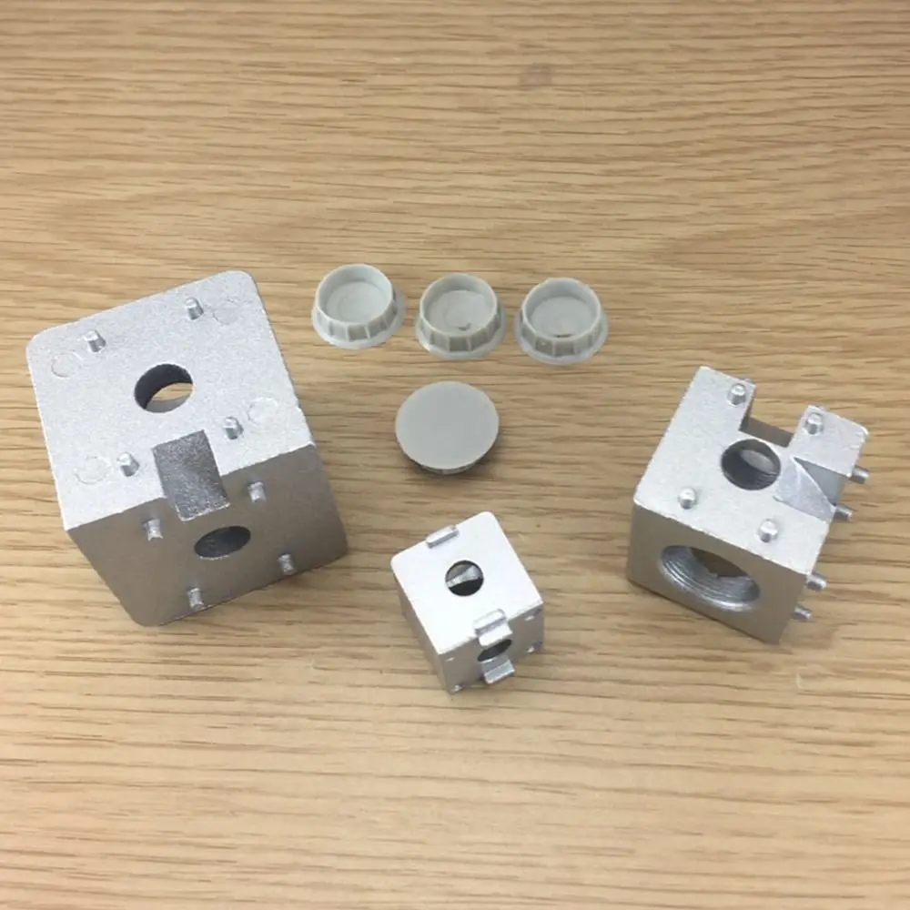 1Pcs 2020 3030 4040 4545 Aluminum Cube Corner Connector Silver Cube Design Aluminum Profile Fastener Corner Fastener
