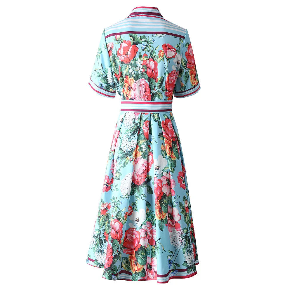 فستان قميص نسائي صيفي مطبوع عليه زهور من ZJYT بأكمام قصيرة برباط علوي ميدي غير رسمي موضة 2021 ملابس نسائية جديدة