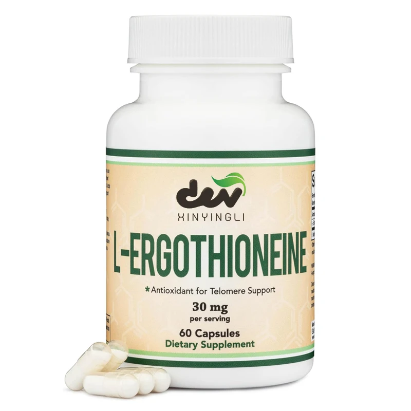Ergothioneine Supplement  Contains 30 Milligrams of Pure Plant-based L-Ergothioneine Per Capsule, 60 Capsules, Vegetarian Safe