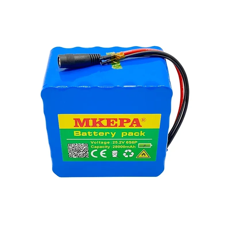 24v 28ah 6S6P lithium battery 25.2V 28000mAh li-ion battery for bicycle battery pack 350w e bike 250w motor + 2A charger