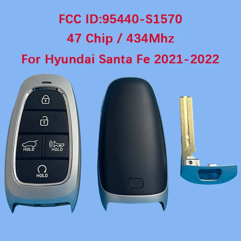 

CN020254 Послепродажный 5-кнопочный смарт-ключ с дистанционным управлением 47 чипов 433 МГц FCC ID 95440-S1570 Keyless Go для Hyundai Santa Fe 2021-2022
