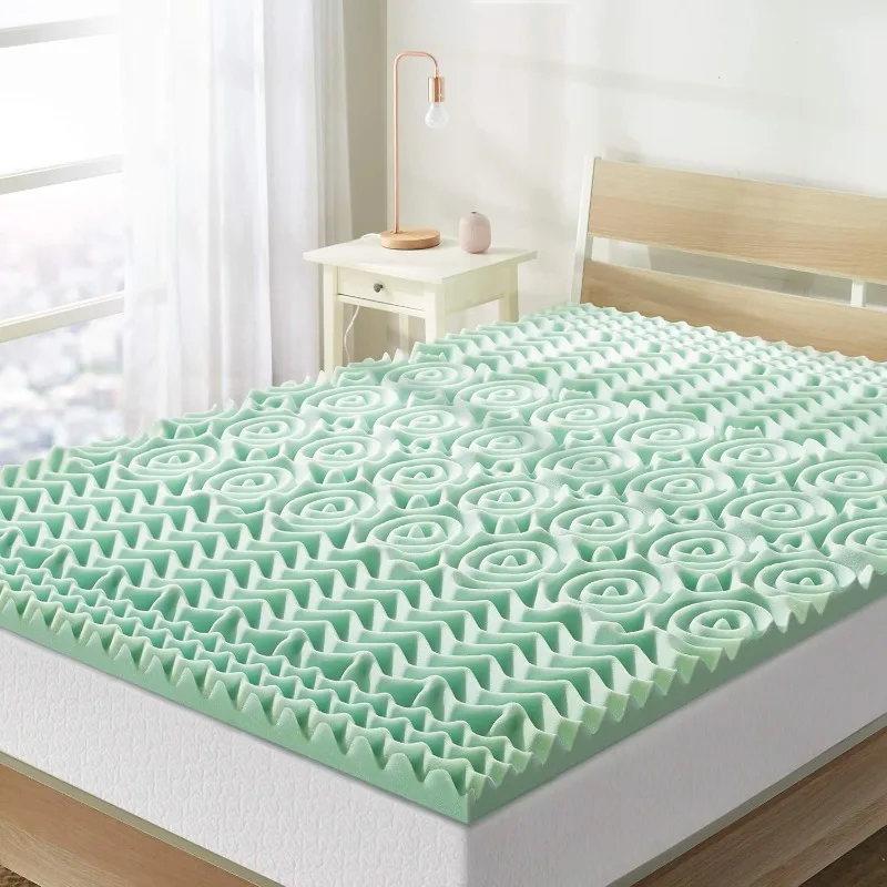 

Best Price Mattress Mattress Topper - 1.5 Inch 5-Zone Memory Foam Bed Topper Aloe Infused Cooling Mattress Pad