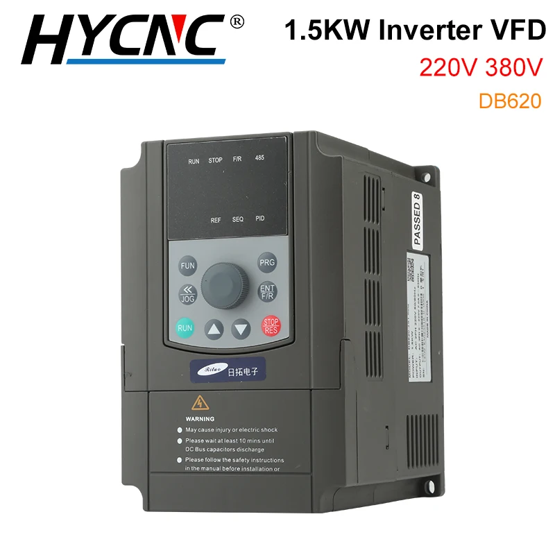 Rituo Inverter VFD 1.5kw Drive Inverter 220V 380V AC Frequency Conversion Motor Three-Phase Speed Control Controller