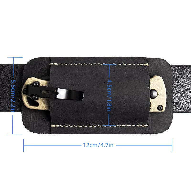 Imagem -06 - Couro Genuíno Edc Pocket Tool Bainha Horizontal Folding Knife Pouch Outdoor Belt Bolsa Armazenamento para Facas