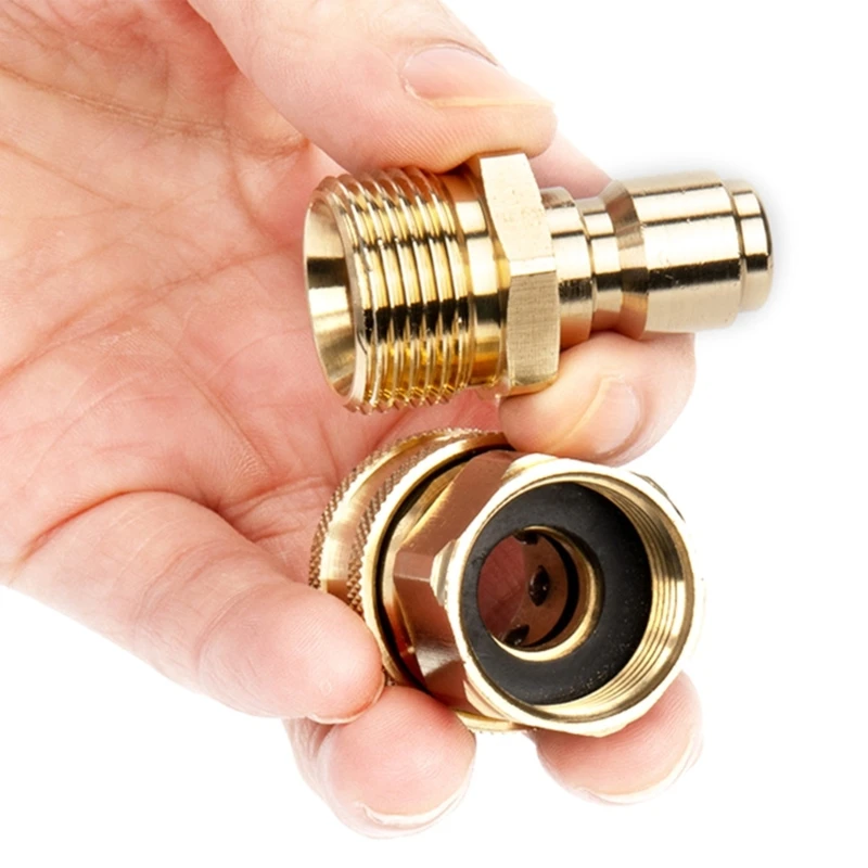 1 Pair Brass-3/8 Inch Quick Release Connector with M22 Thread 15mm Pin Adaptor For High Pressure Washer Hose And Dropship