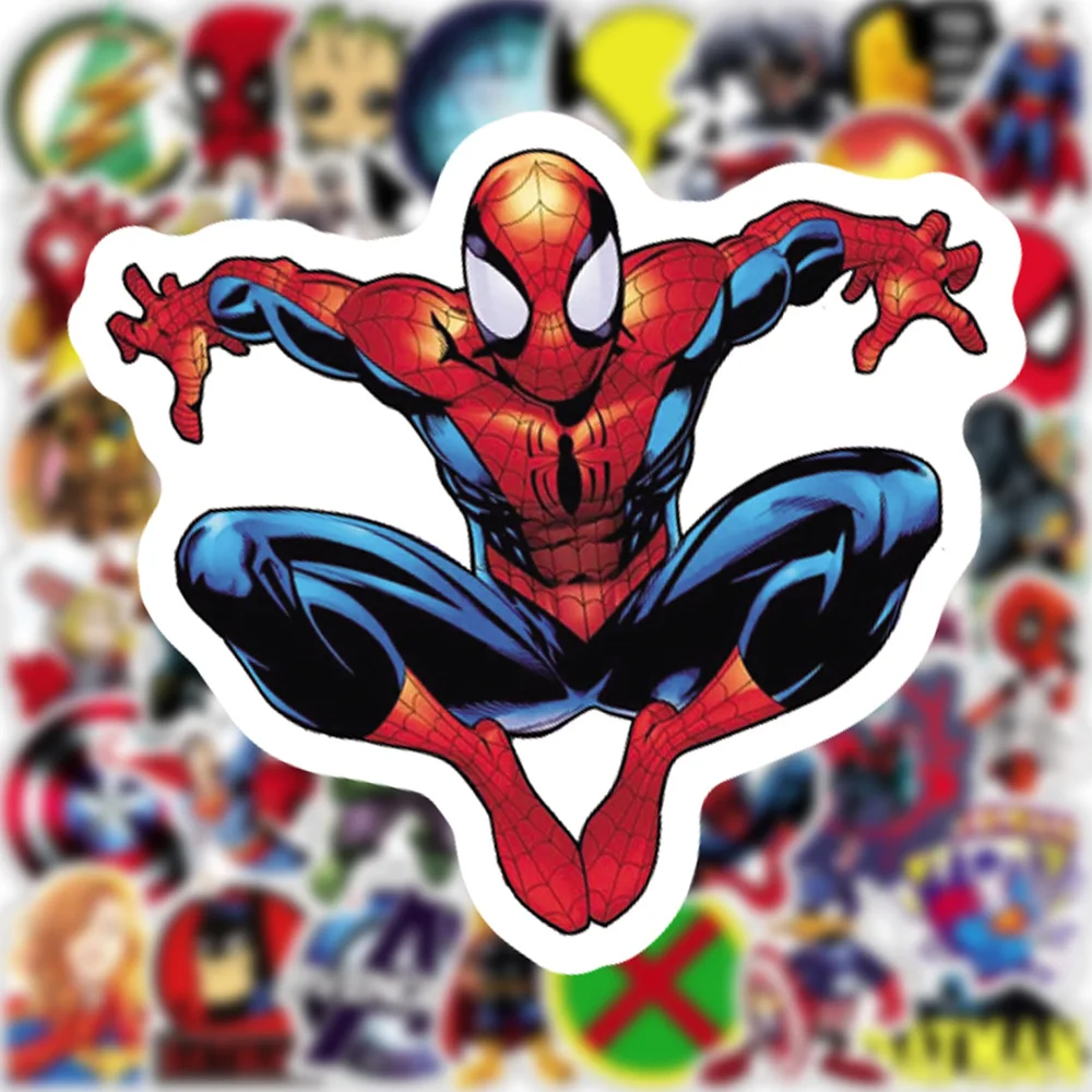 10/30/50/100pcs Mix Cartoon Anime Disney Marvel Stickers Spiderman The Avengers Superhero Decal Skateboard Laptop Car Sticker