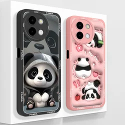 Case For Vivo Y38 Y58 T3X Y200i Y200T 5G Cute Panda Funda Soft Liquid Silicone Camera Protection Back Cover Shockproof Bumper