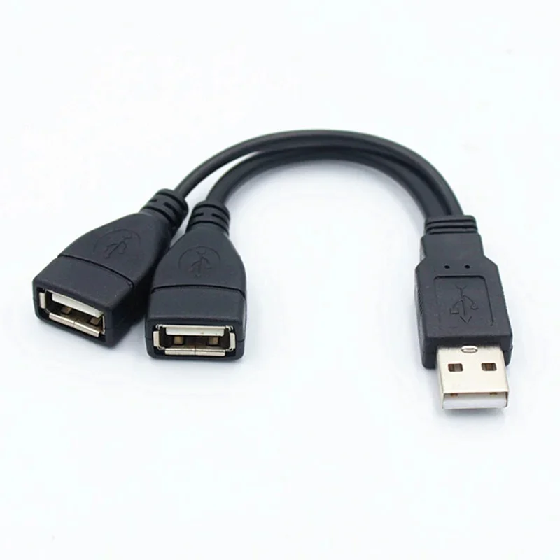 1-7pcs 1 Male Plug To 2 Female Socket USB 2.0 Extension Line Data Cable Power Adapter Converter Splitter USB 2.0 Cable