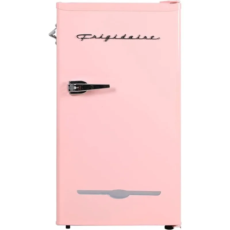 FREE SHIPPING.FRIGIDAIRE EFR376 Retro Bar Fridge Refrigerator with Side Bottle Opener, 3.2 cu. Ft, Pink/Coral