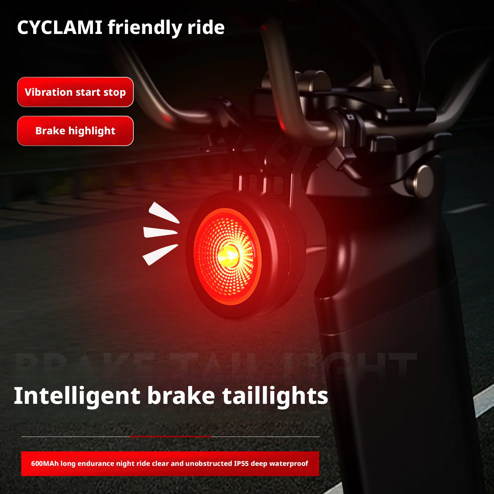 Intelligent Brake Bicycle Taillight Automatic On/off Parking Signal Brake Road Bicycle Safety Flash Taillight