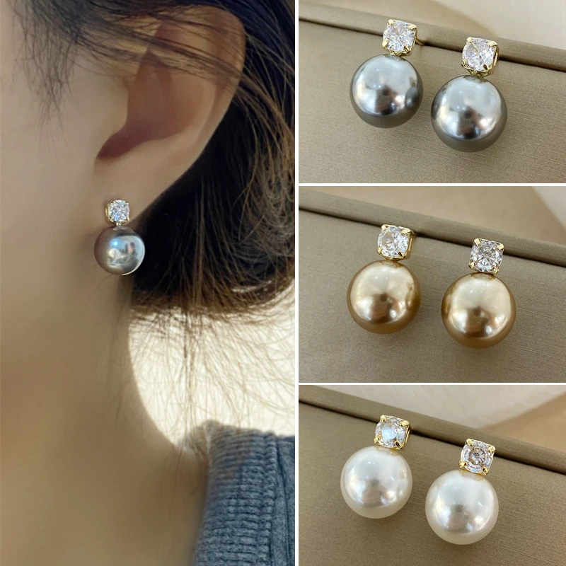 

Simple and Round Pearl Pendant Stud Earrings 2025 New Jewelry Girl's or Women‘s Elegant Accessories for Daily Wear Earrings