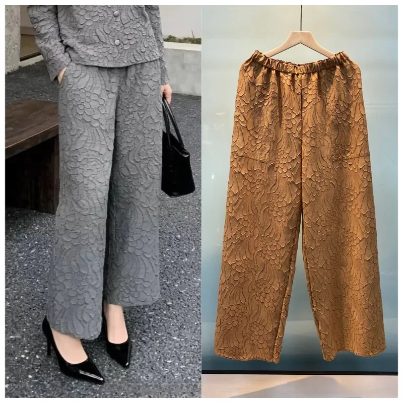 Miyake Pleated Trousers Plisse Women 2026 Autumn New Fashion Casual High-Waisted Wide-Leg Pants Loose Straight-Leg Pants Women