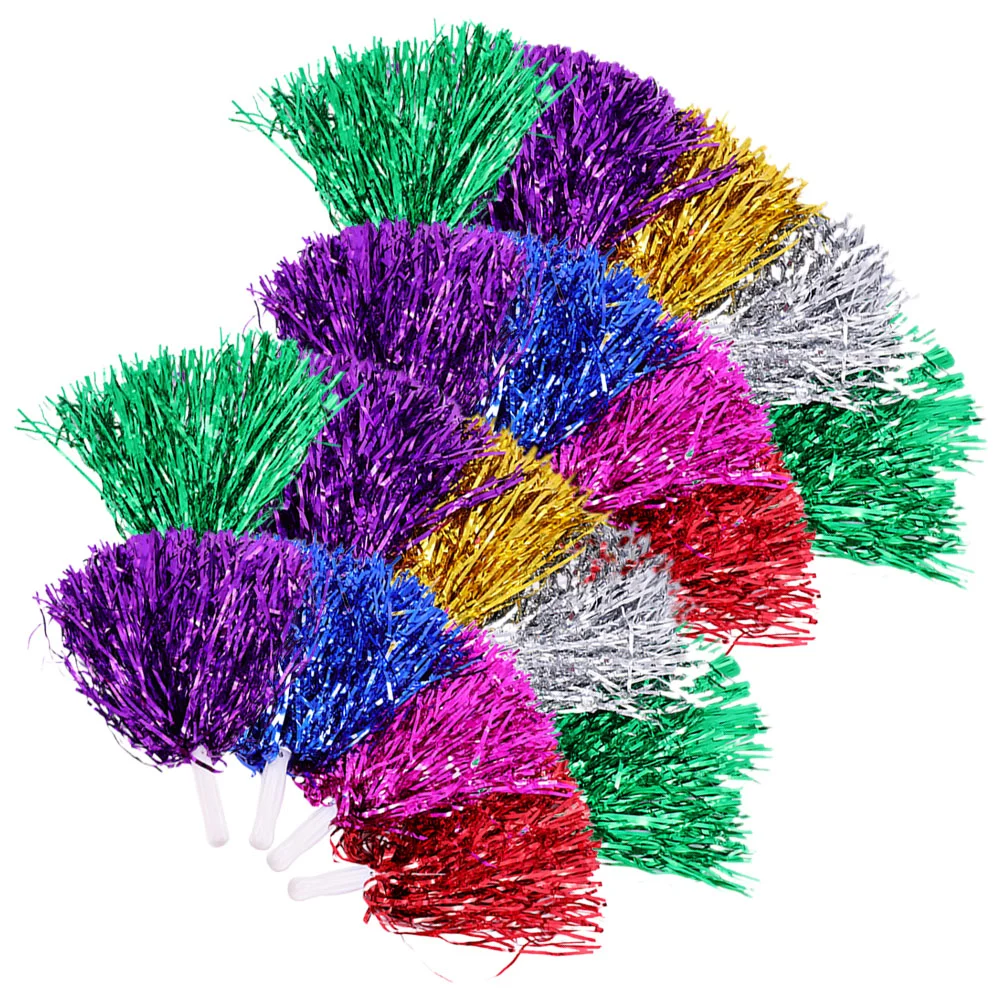 

18 Pcs Cheering Squad Pom Poms Hand Stick to Shake Bouquet Compact Festival Colored Balls Cheerleading