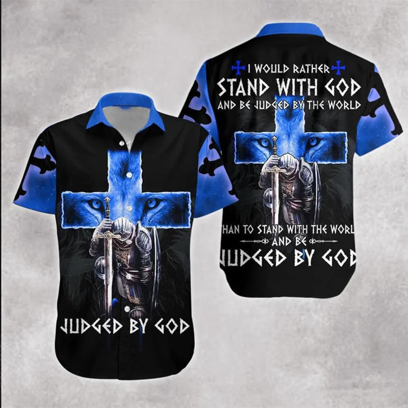 Nowy letni 3D chrześcijański Jesus koszule z nadrukiem dzieci moda Streetwear bluzki męskie fajne hawajskie koszule ubrania Vintage