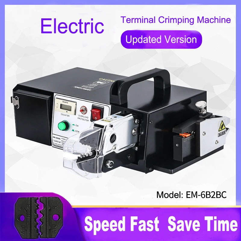 Electric Terminal Crimping Machine Multifunction Strip Crimp Tools Crimping Terminals Fixed Wiring Machine with 7 Crimp Jaws