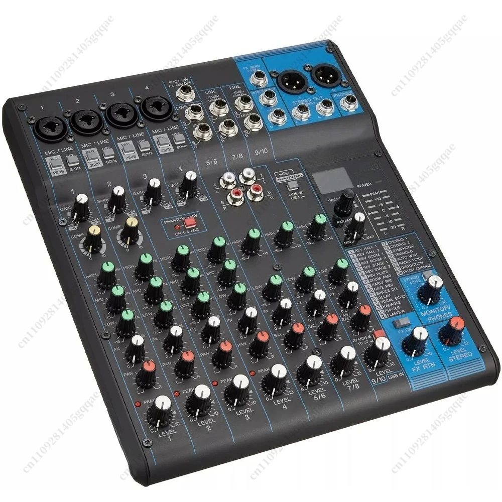 10-Channel Professional Audio Mixer for Karaoke DJ Video & Lighting with Digital Effects Processor
