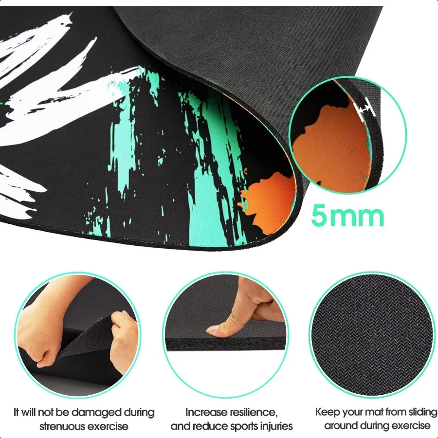 치테 점프 로프 매트 대형 고무 운동 매트 실내외 충격 흡수 매트 미끄럼 방지 타원형 디자인 바닥 및 로프 보호용