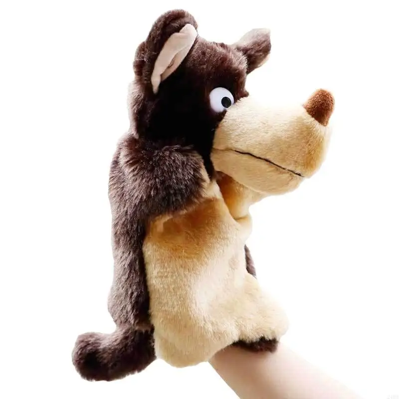 24BE Wolf Hand Puppet for Kids Plush Puppet Toy for Storytelling and Role-Play