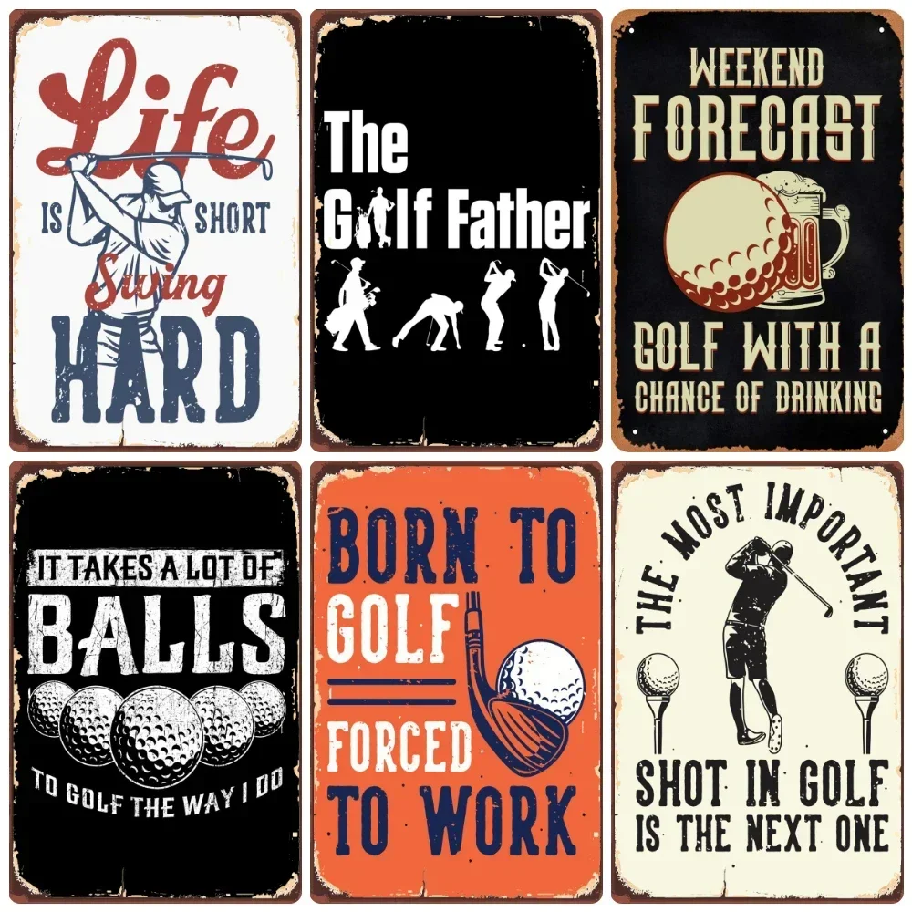 Vintage Golf Life Metal Wall Art Playing Golf Pin Up Girl Tin Sign Retro The Golf Father Decoration Club Home Decor 8x12 inch