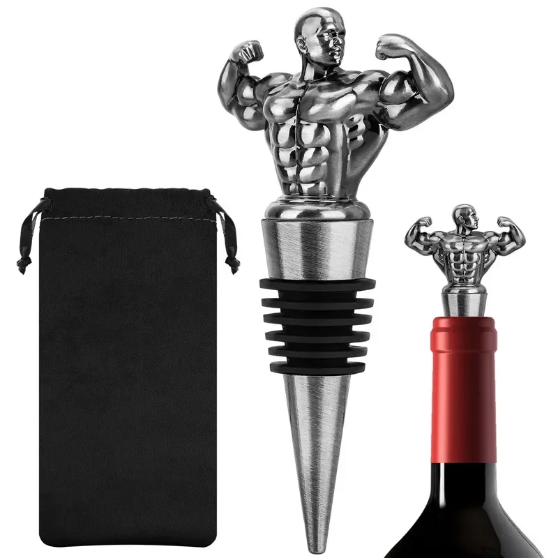 

Metal Bottle Stopper Muscular Man Shape Wine Stoppers for Celebration Wedding Party Accessory Champagne Saver Barware