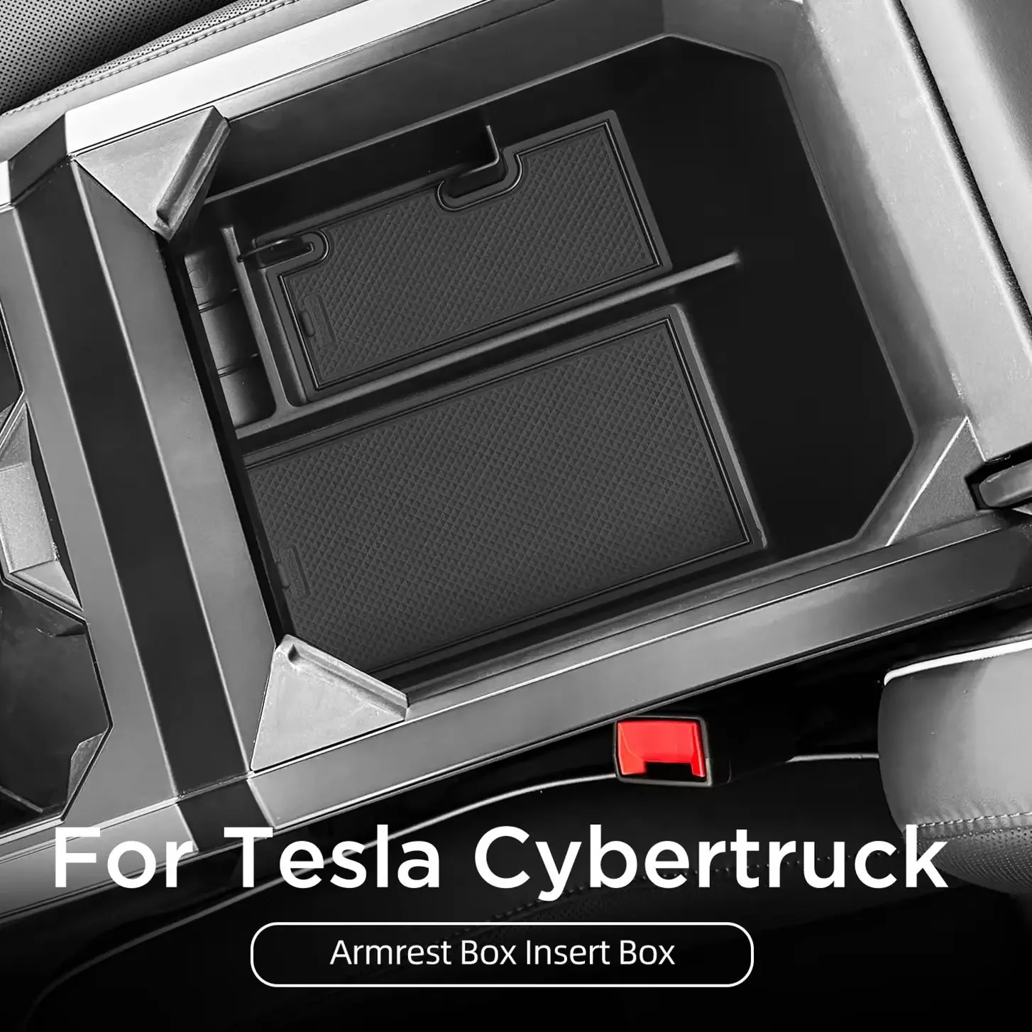 Center Console Armrest Storage Box Car Tray Organizing Tidying Auto Interior Accessories For Tesla Cybertruck 2024 2025 Black 3