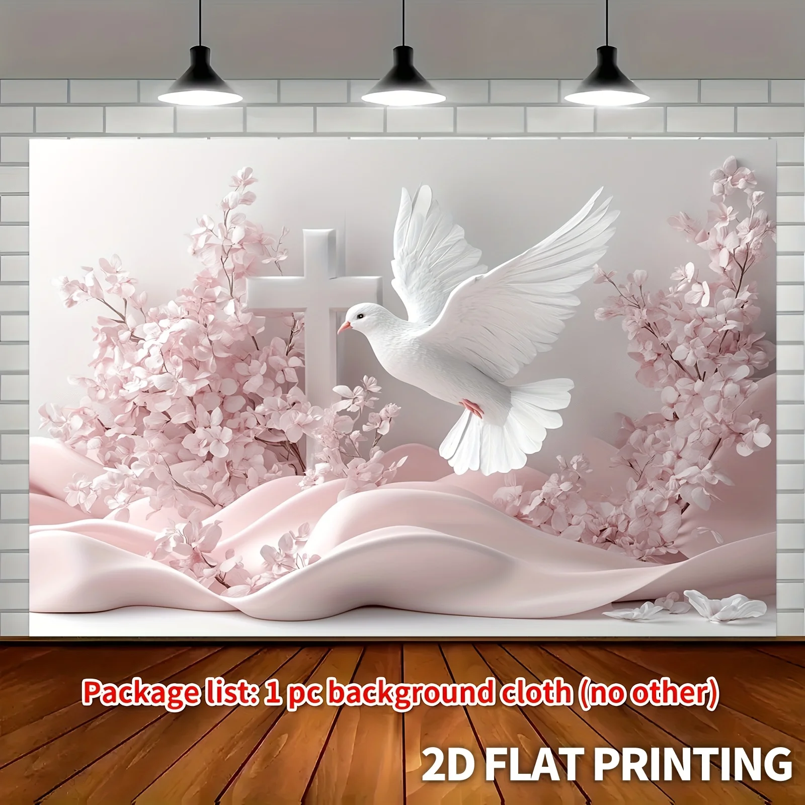 Elegant Cherry Blossom Tapestry Wall Art Christian Cross Dove Spring Floral Peaceful Spiritual Background Decoration Tapestry