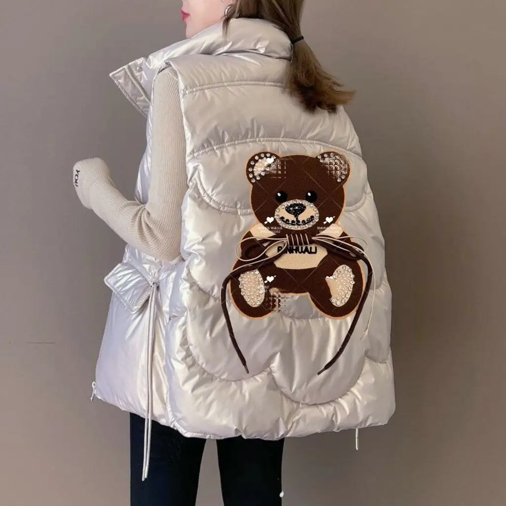 

Женская утепленная куртка-жилет Iny Ort Bear с воротником-стойкой на молнии, осенне-зимняя, модная, для повседневной носки