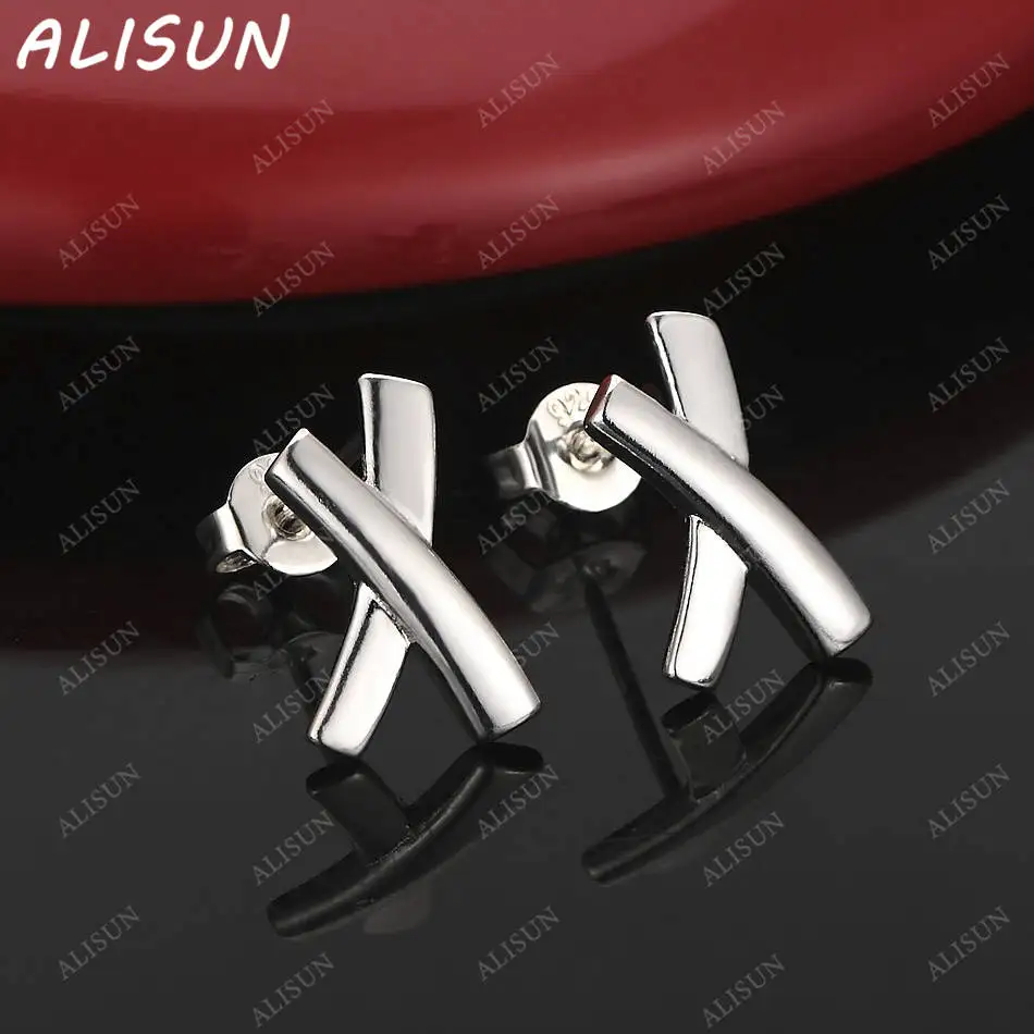 

ALISUN 925 Sterling Silver Cross Earrings Stud Earrings For Women Anniversary Gift Popular Wild Fashion Romantic Jewelry