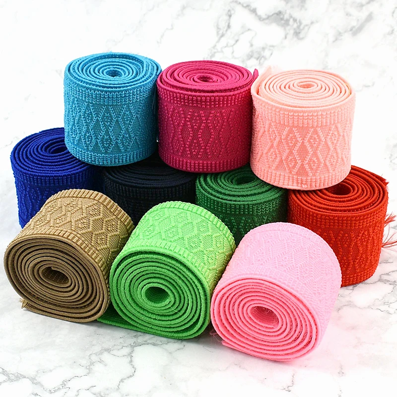 

2-5M Meetee 50mm Soft Jacquard Elastic Band 50mm Wide Waist Belt Stretch Strap 1.8mm Thick Rubber Ribbon Bag Garment Decor Tape