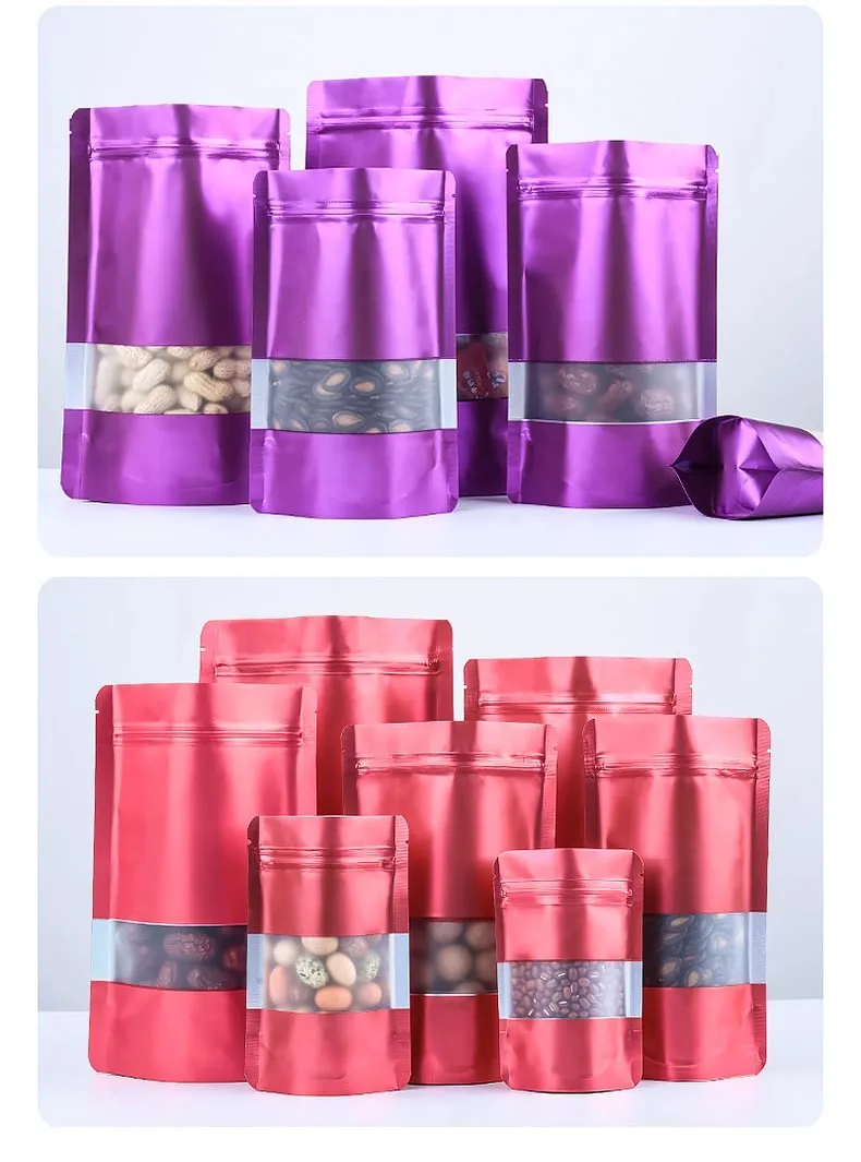 50 Stück matte, selbststehende Aufbewahrungsbeutel, wiederverwendbare, verdickte, feuchtigkeitsbeständige Aluminiumbeutel, Geschenkbeutel für Haushalt, Feiertage und Partys – Detail 12