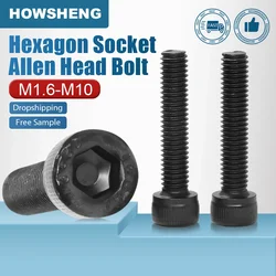 HOWSHENG-Aço Carbono Hex Cabeça de Soquete Parafuso, Parafusos Allen Parafuso, Hexágono, DIN912, M1.6, M2, M2.5, M3, M4, M5, M6, M8, M10, 12.9