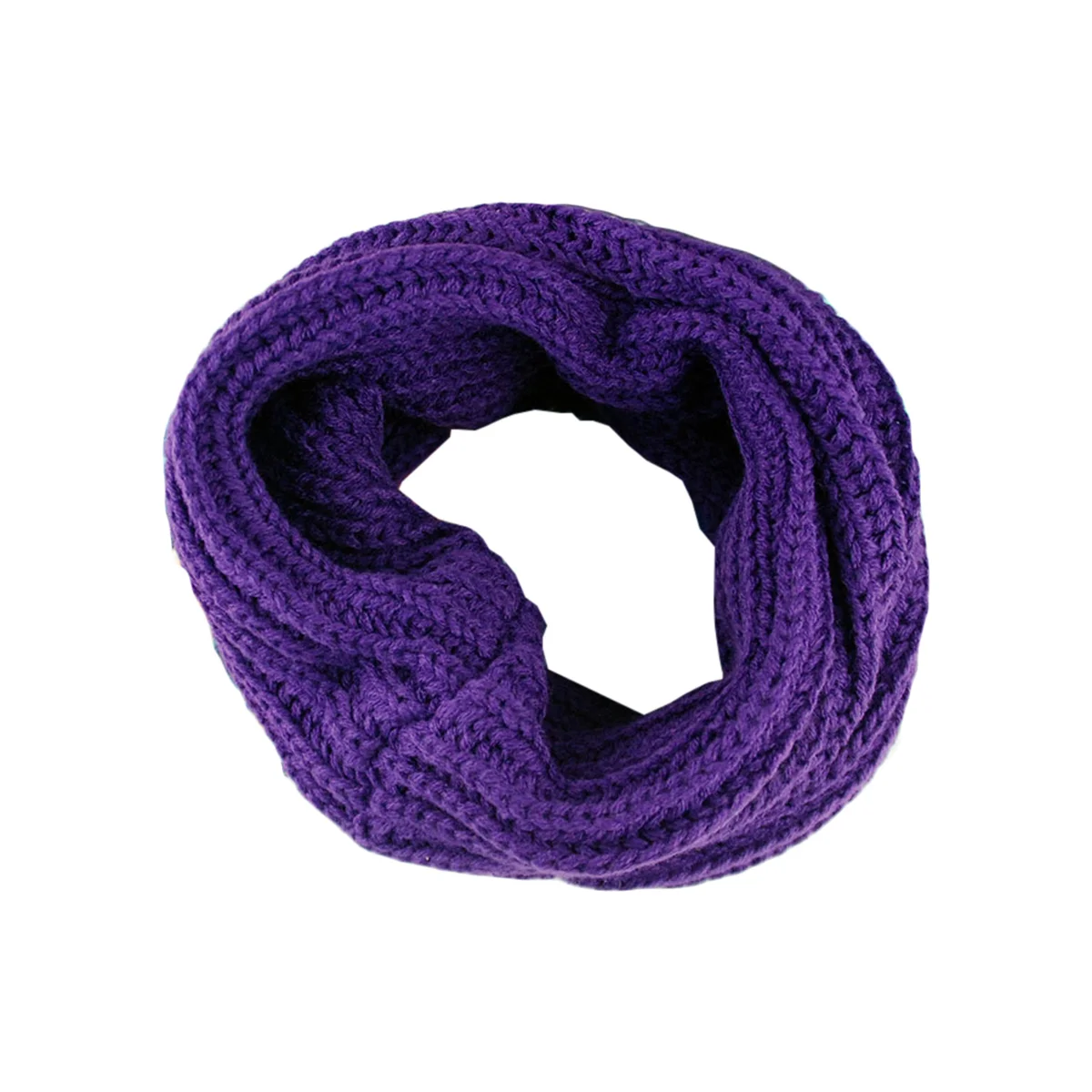 Women Winter Warm One Circle Knit Wool Blend Cowl Loop Scarf Shawl Thick Neckerchief (Purple) winter scarf