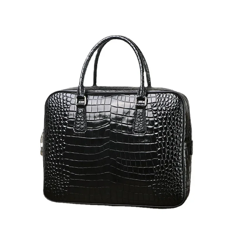 Sac d'affaires en cuir véritable motif alligator pour hommes, étui à bombes pour hommes, sac de messager pour ordinateur portable, sac d'ordinateur, nouveau, luxe, 2024