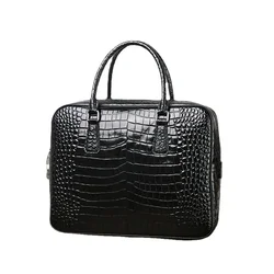 Bolso de hombro de cuero genuino para hombre, Maletín de negocios con patrón de cocodrilo, de lujo, para ordenador portátil, novedad de 2024