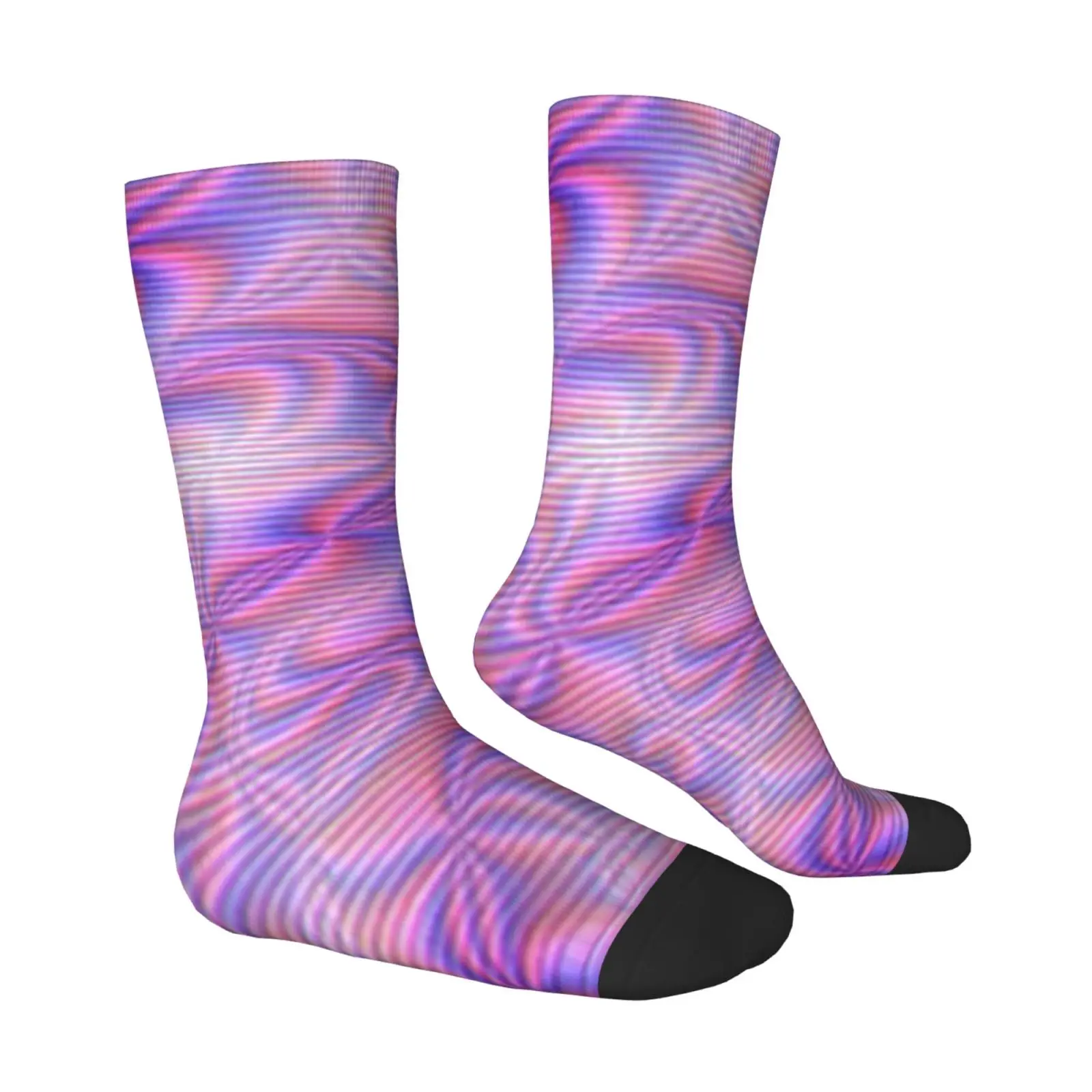 Pink and Purple Gradient Striped Mid - calf Socks, Soft and Stylish Socks, Breathable Sweat-Abso
