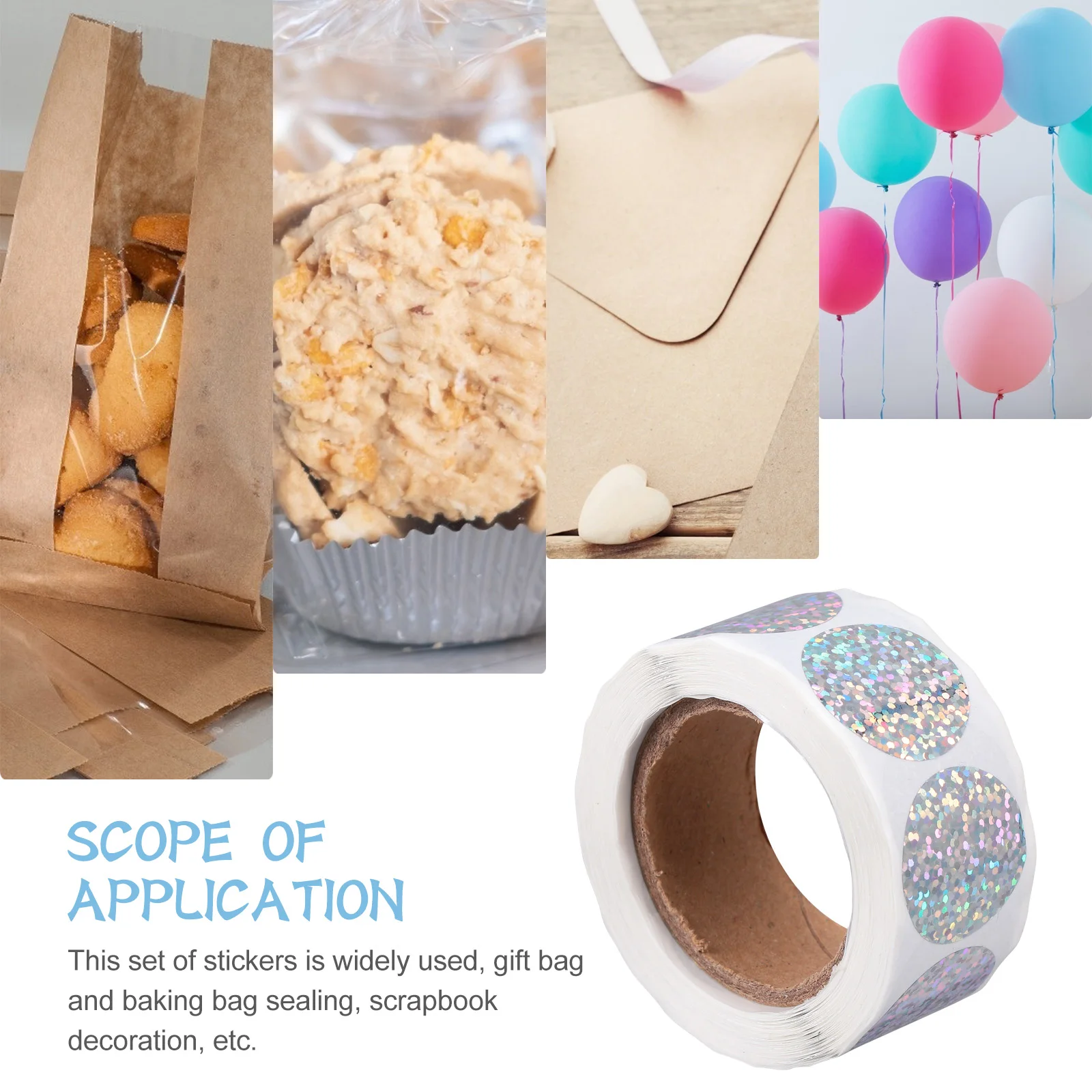 

Laser Paper Labels Shiny Self Adhesive Stickers Gift Packaging Scrapbook Round Seal Multipurpose Beautiful