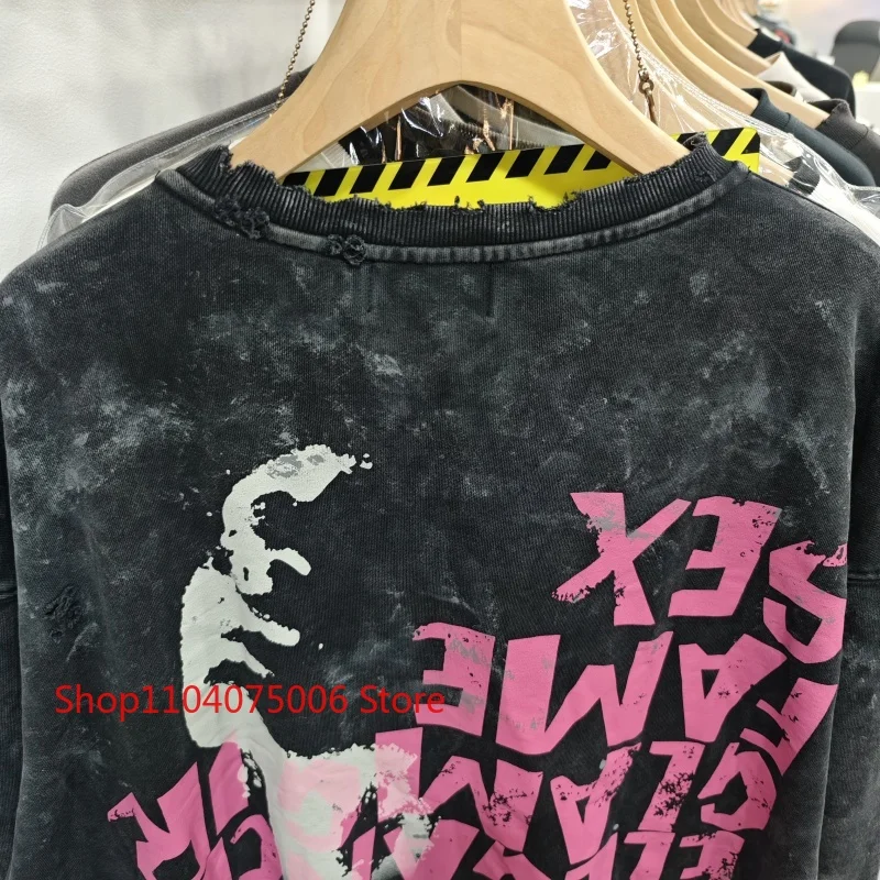 سانت القطن هوديي الرجال الرجعية المتعثرة مجردة طباعة جولة الرقبة الخريف الشتاء البلوز ملابس رياضية كاجوال